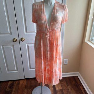 TORRID TIERED KIMONO PEACH TIE DYE 1 1X plus size